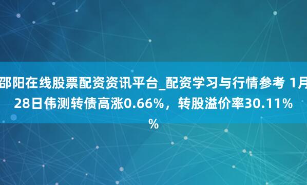 邵阳在线股票配资资讯平台_配资学习与行情参考 1月28日伟测转债高涨0.66%，转股溢价率30.11%
