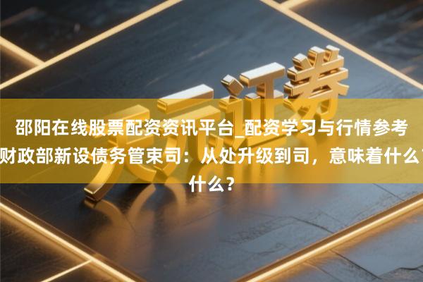 邵阳在线股票配资资讯平台_配资学习与行情参考 财政部新设债务管束司：从处升级到司，意味着什么？