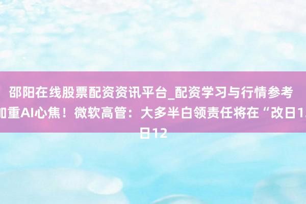 邵阳在线股票配资资讯平台_配资学习与行情参考 加重AI心焦！微软高管：大多半白领责任将在“改日12