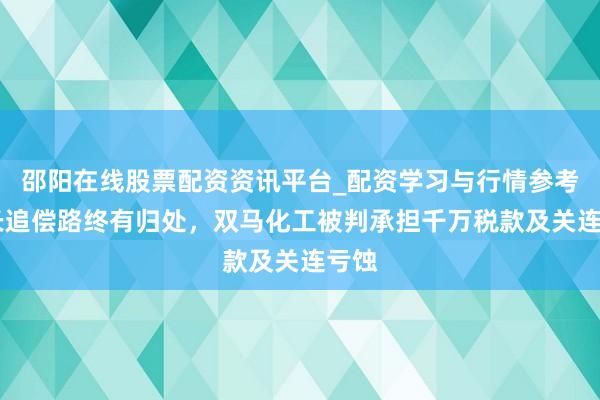 邵阳在线股票配资资讯平台_配资学习与行情参考 漫长追偿路终有归处，双马化工被判承担千万税款及关连亏蚀