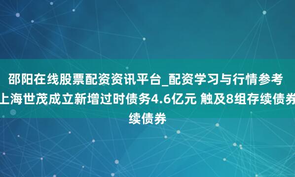 邵阳在线股票配资资讯平台_配资学习与行情参考 上海世茂成立新增过时债务4.6亿元 触及8组存续债券